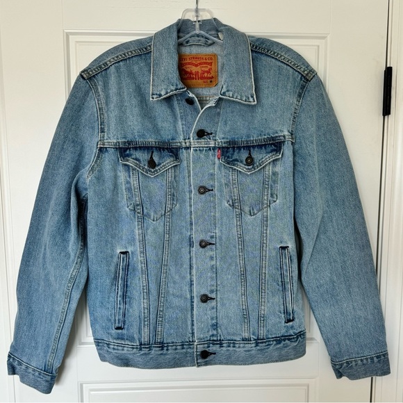 Vintage Levi's Denim Trucker Jacket‎ Size M Blue Medium Wash 90's - Pre-Owned - Picture 1 of 12